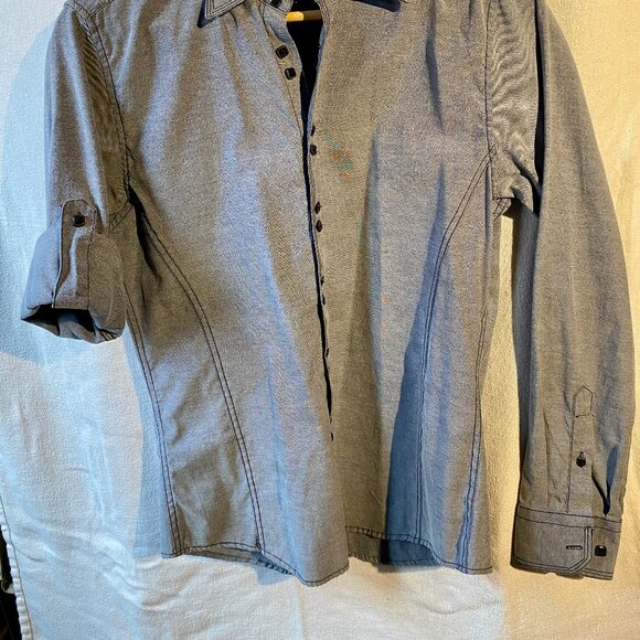 Men's Arcadia button down dress shirt. Double square button design. Size M - Picture 8 of 10